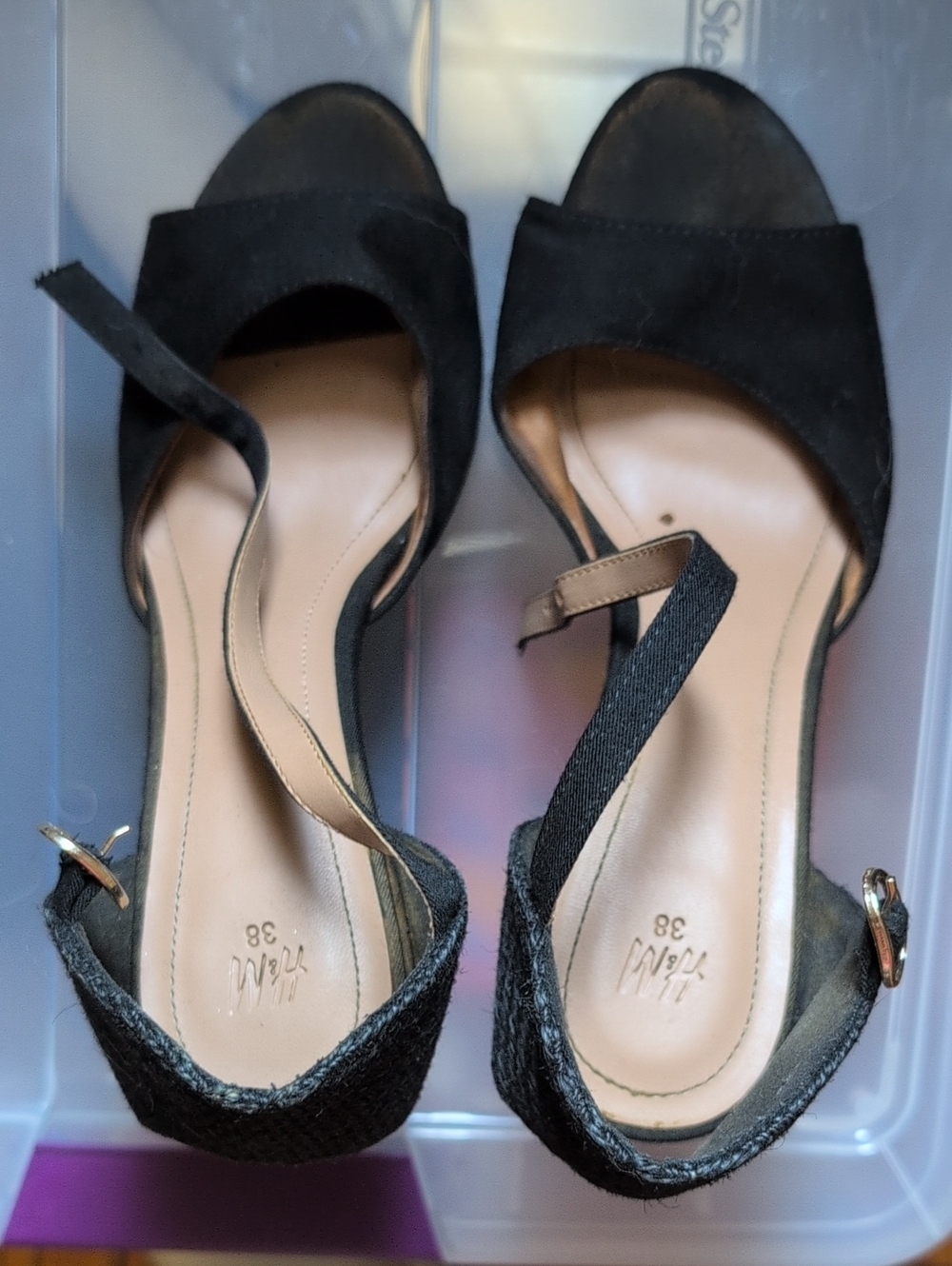 Black Ankle-Strap Women's Wedge Sandals